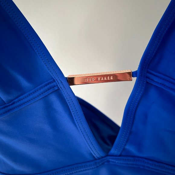 Ted Baker London Plunging One Piece Swimsuit sz 1 Blue US Size 4 - Picture 4 of 4